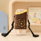 Ice Cream  Water Bottle with Straw & Hanging Strap