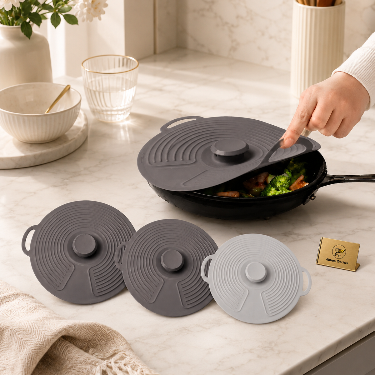 6 Pcs Reusable Silicone Stretch Lids Set for Bowls, Pots & Containers