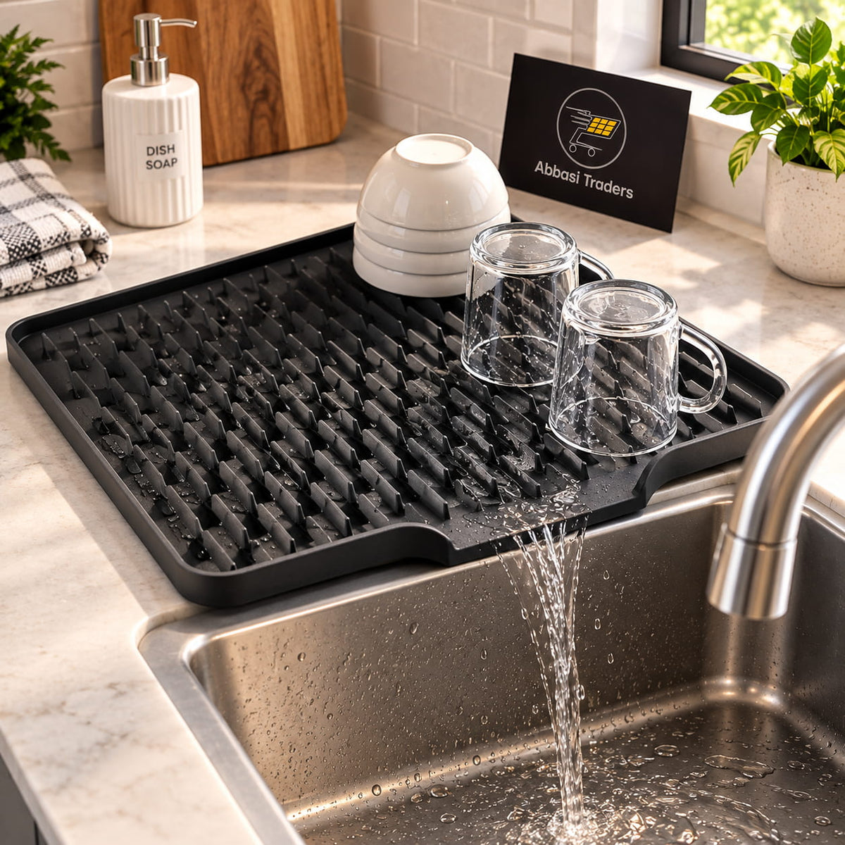 Silicone Dish Drainer Mat for Kitchen Sink & Counter