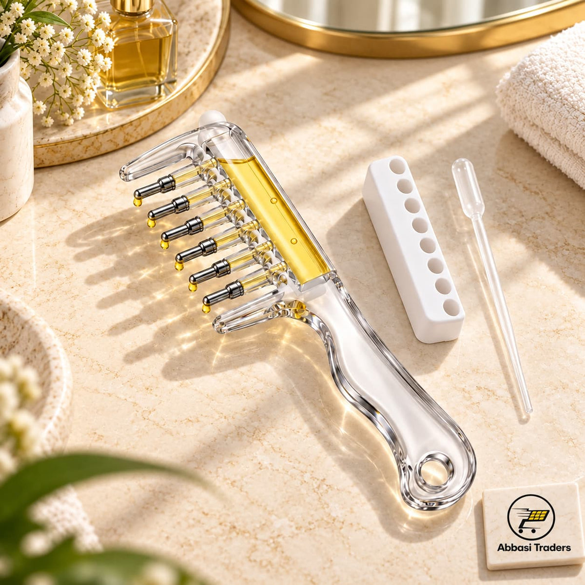 Hair Oil Applicator Comb with Oil Dispenser for Scalp Care