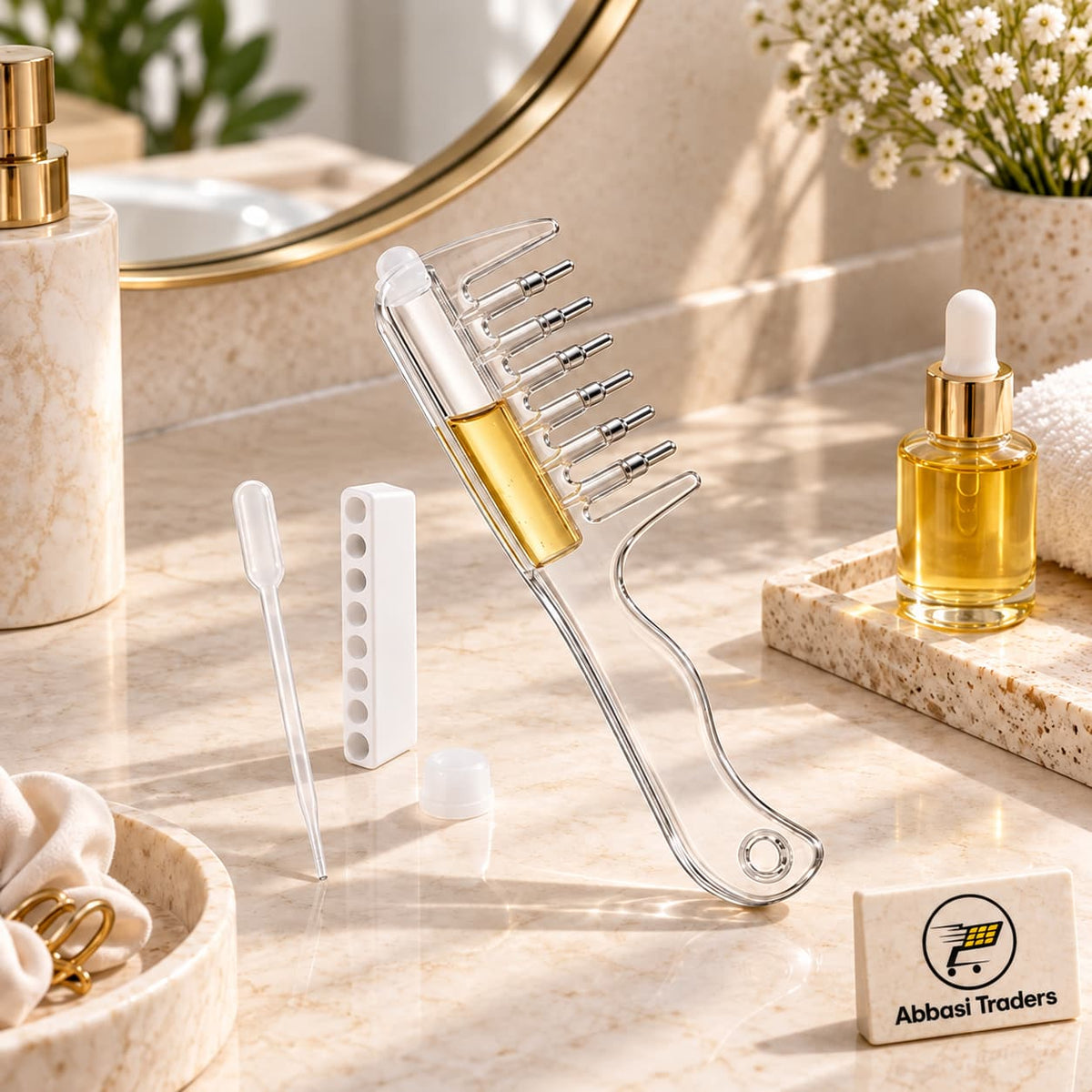 Hair Oil Applicator Comb with Oil Dispenser for Scalp Care