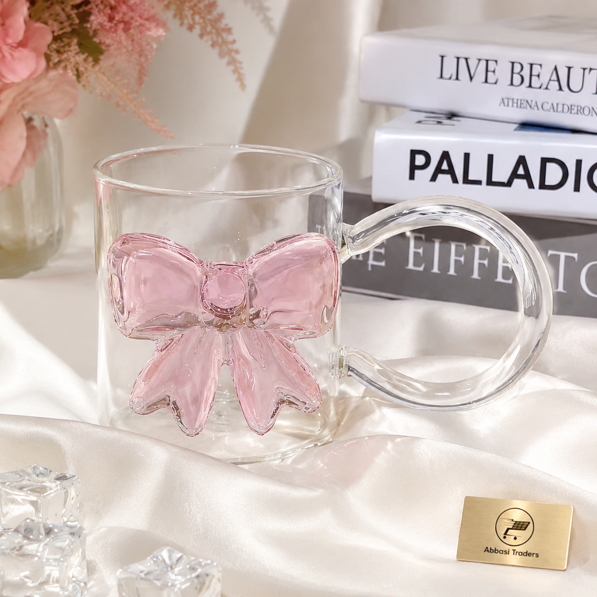 Cute Pink Bow Glass Cup – Coquette Aesthetic Drinking Glass (1 Pc)