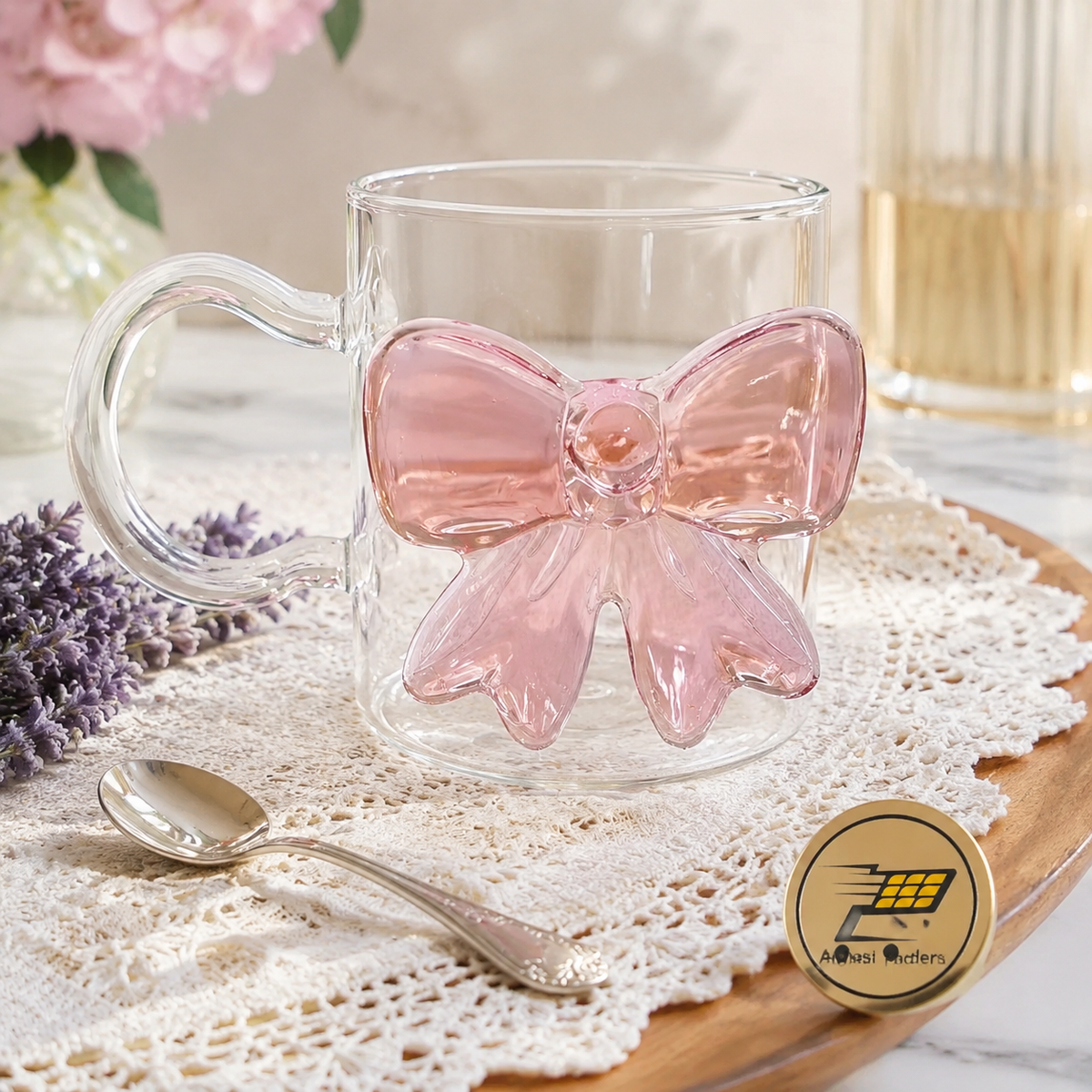 Cute Pink Bow Glass Cup – Coquette Aesthetic Drinking Glass (1 Pc)