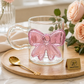 Cute Pink Bow Glass Cup – Coquette Aesthetic Drinking Glass (1 Pc)