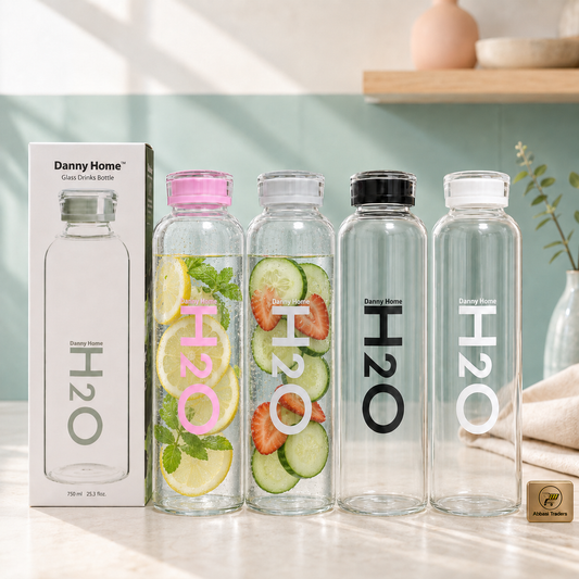 Danny Home Borosilicate Glass Beverage H2O Bottle, 750ml