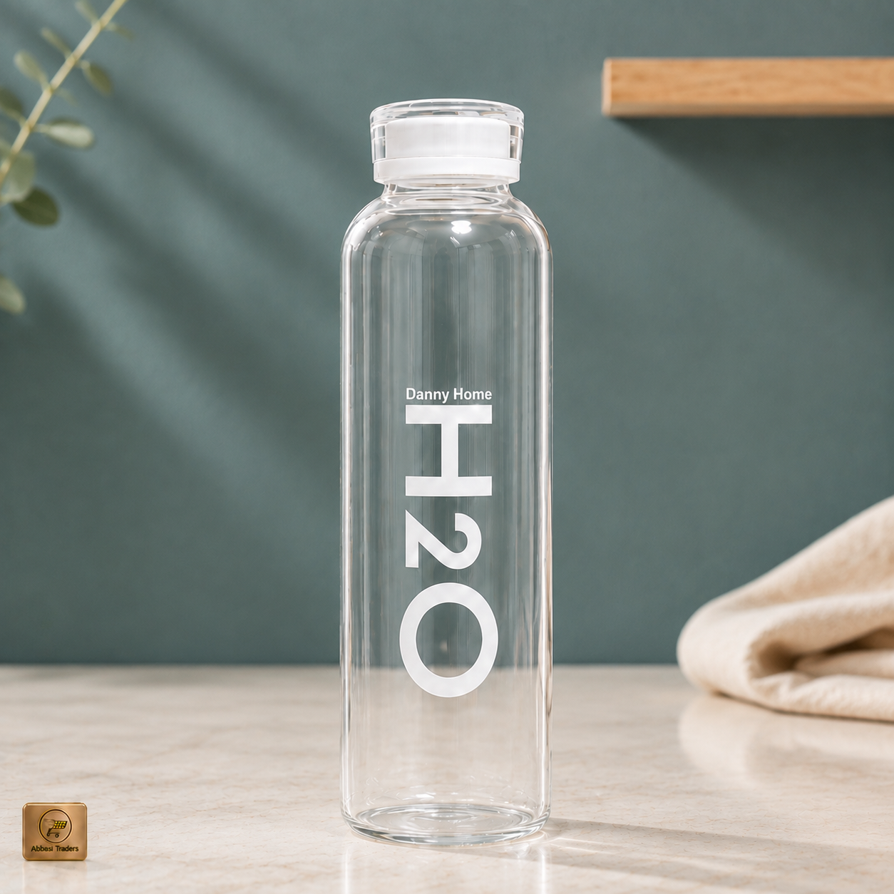 Danny Home Borosilicate Glass Beverage H2O Bottle, 750ml