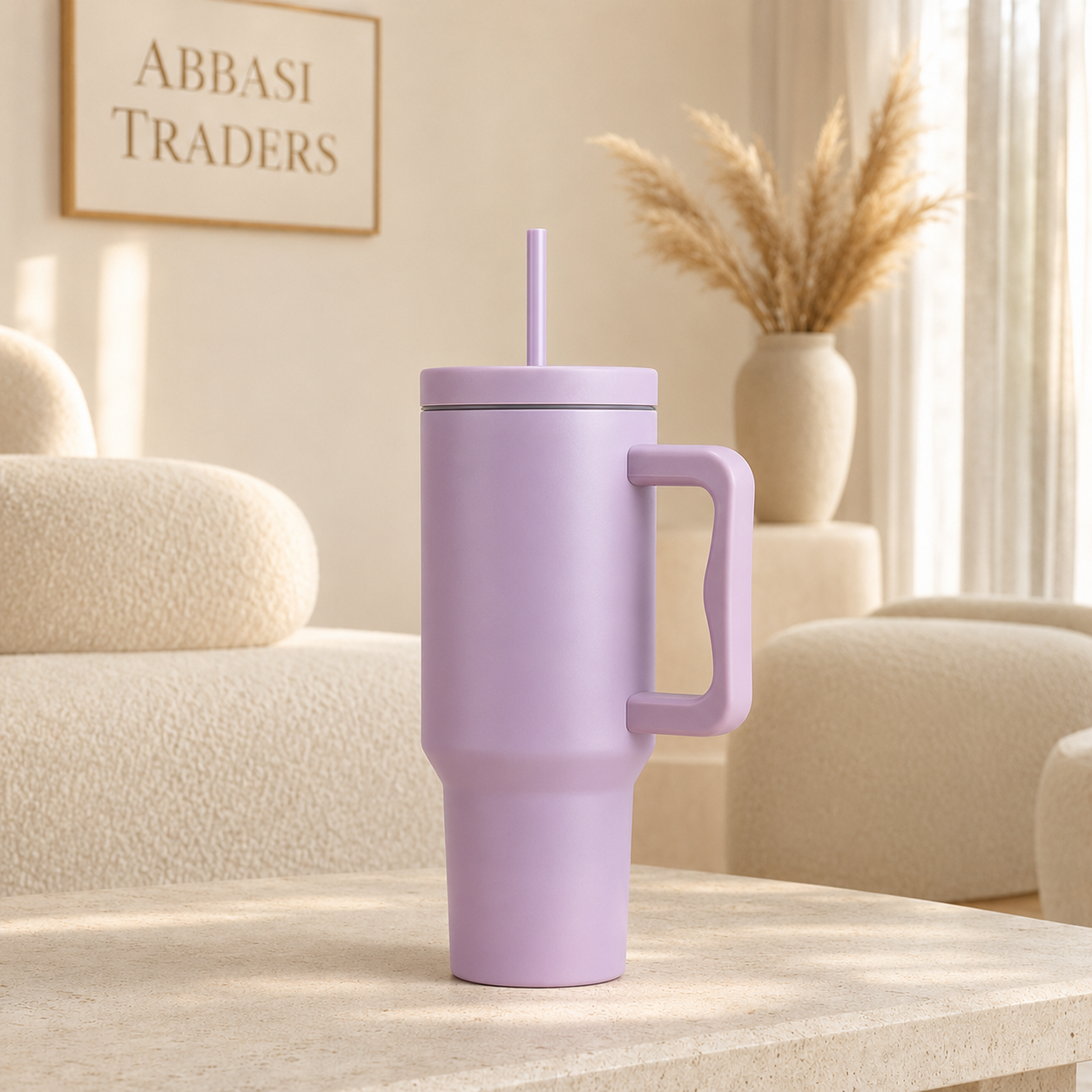 STAINLESS STEEL TUMBLER WITH HANDLE LEAK PROOF INSULATED TRAVEL MUG 40 OZ