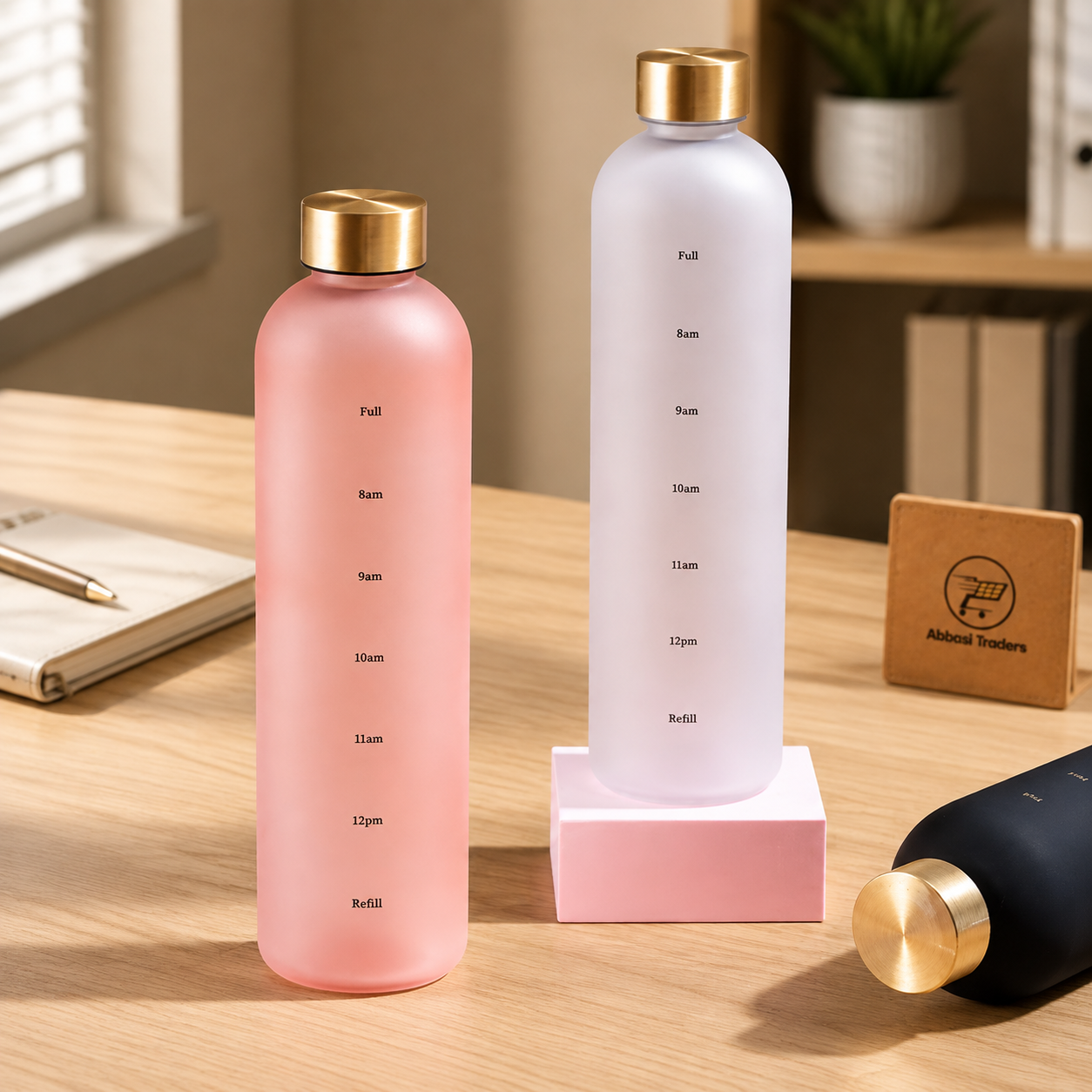 Frosted Water Bottle with Time Marker 1000ml