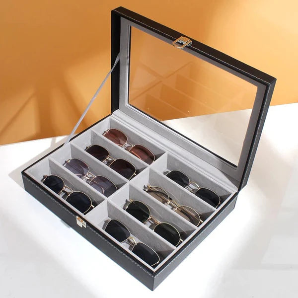 8 Slot Glasses Organizer Pu leather Material High Quality Box