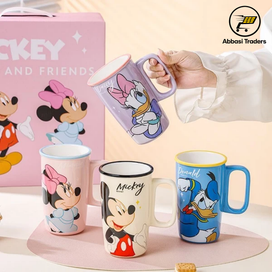 Cartoon Character Ceramic Mug 550 ml – Stitch, Mickey, Minnie, Donald
