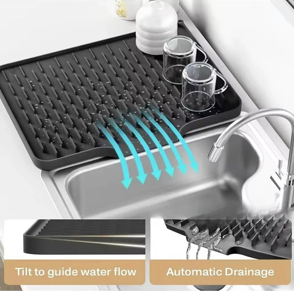 Silicone Dish Drainer Mat for Kitchen Sink & Counter
