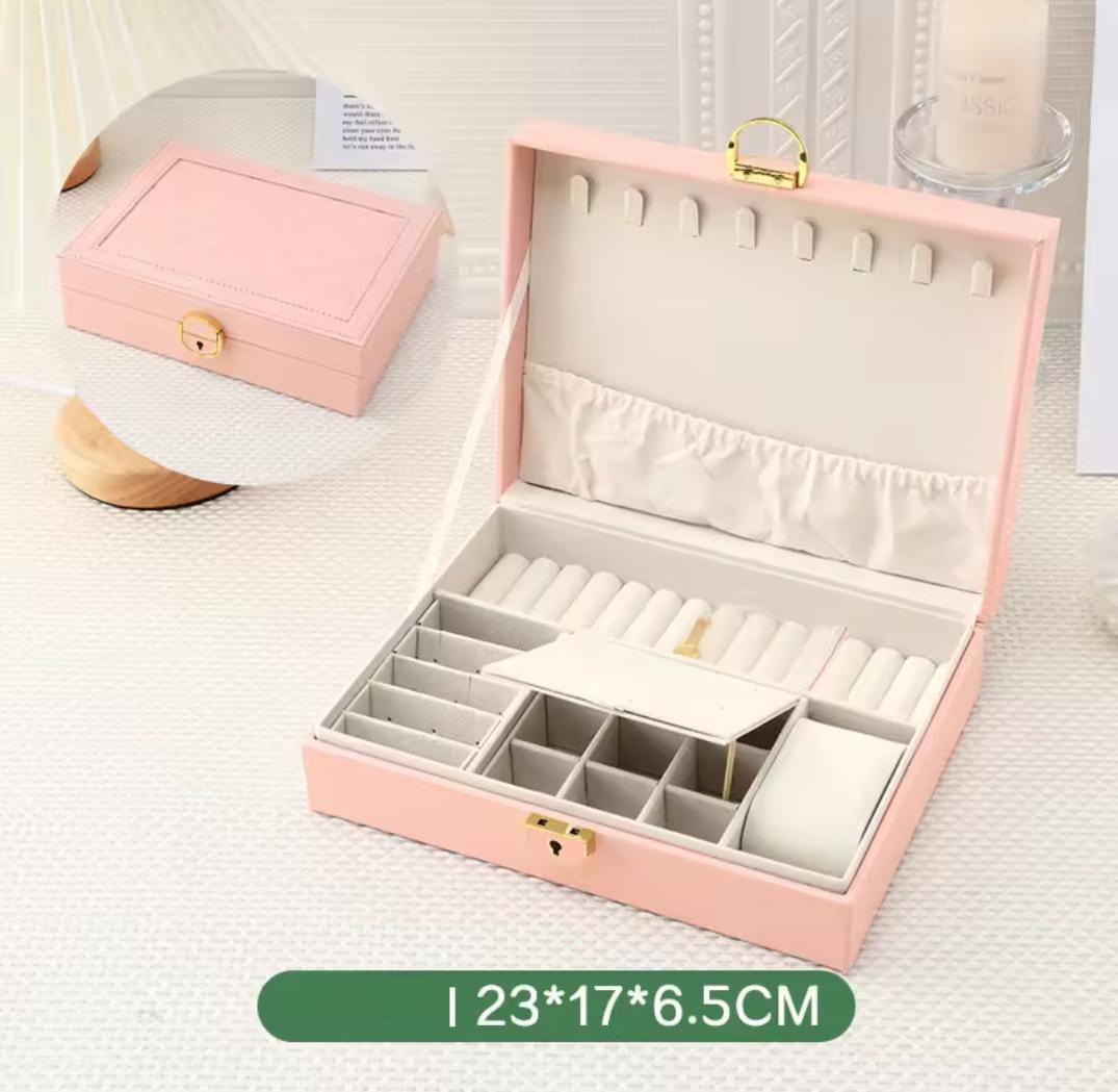 Faux Leather Jewelry Organizer Box Modern Quadrilateral Design for Earrings, , Rings, Necklaces & Bracelets, Multi-Compartment