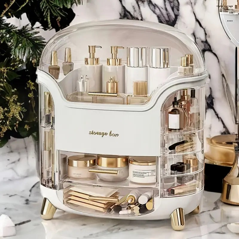 Elegant Acrylic Makeup Organizer with Drawers – Multi-Functional Dustproof Cosmetic Storage Box