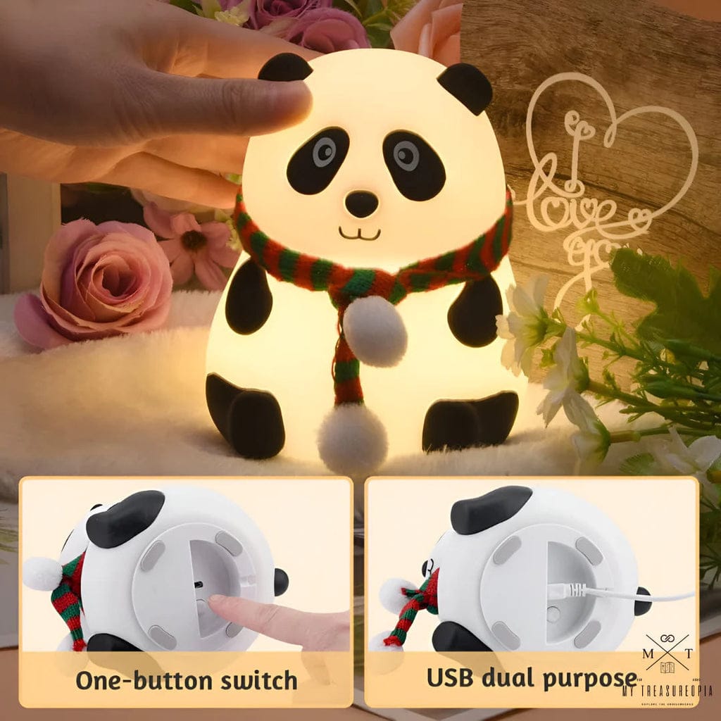 Cute Panda Silicone LED Night Light – Rechargeable Bedside Lamp for Kids & Home Decor desgn Selction from variant