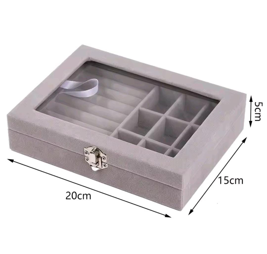 Small Velvet Carrying Case With Cover Jewelry Ring Display Box Tray Holder Storage Box Earrings Ring Bracelet Organizer