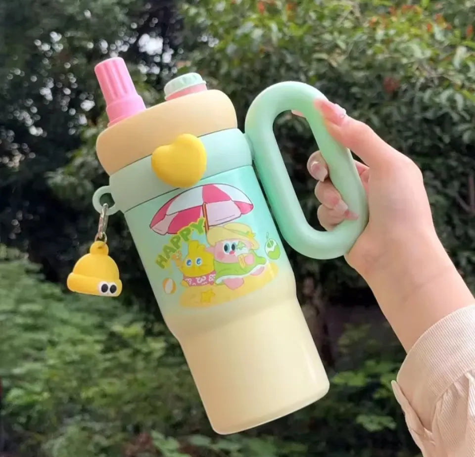 850ml Kids Insulated Tumbler with Handle & Straw | Stainless Steel Bottle