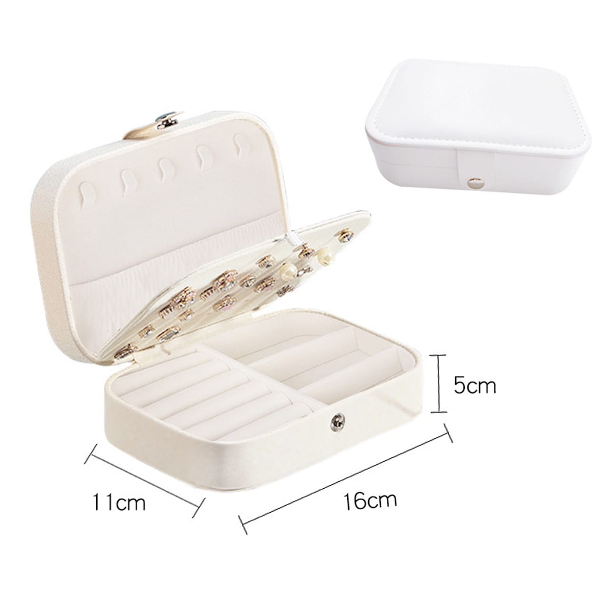 Portable Jewelry Storage Box Travel Organizer Jewelry Case Leather Storage Earrings Necklace Ring Jewelry Organizer Display