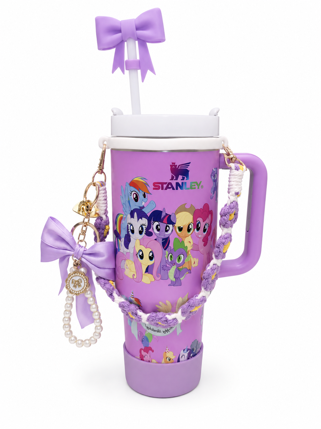 Premium 40oz Stainless Steel Insulated Tumbler with Handle, Straw & Cute Accessories | 1.18L Travel Cup