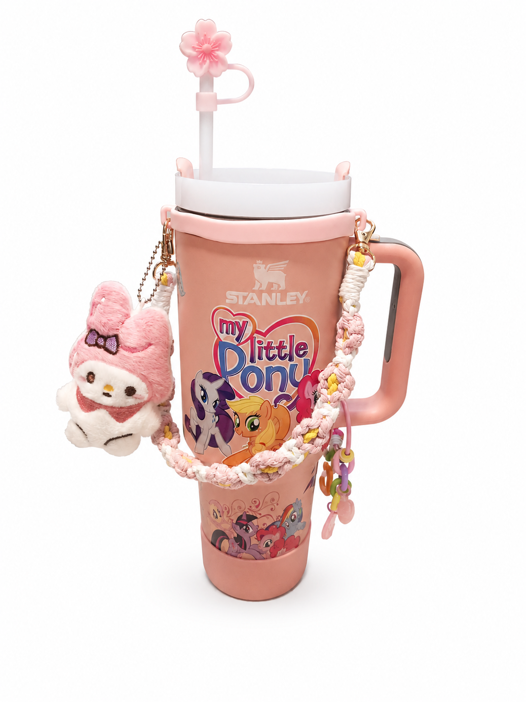 Premium 40oz Stainless Steel Insulated Tumbler with Handle, Straw & Cute Accessories | 1.18L Travel Cup