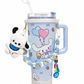 Premium 40oz Stainless Steel Insulated Tumbler with Handle, Straw & Cute Accessories | 1.18L Travel Cup