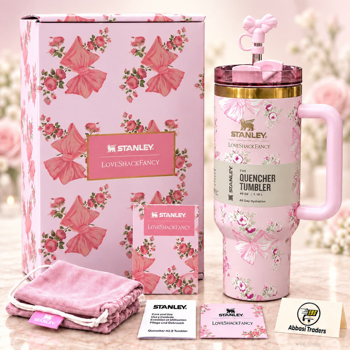 Stanley x LoveShackFancy Quencher H2.0 Tumbler 40oz – Premium Quality