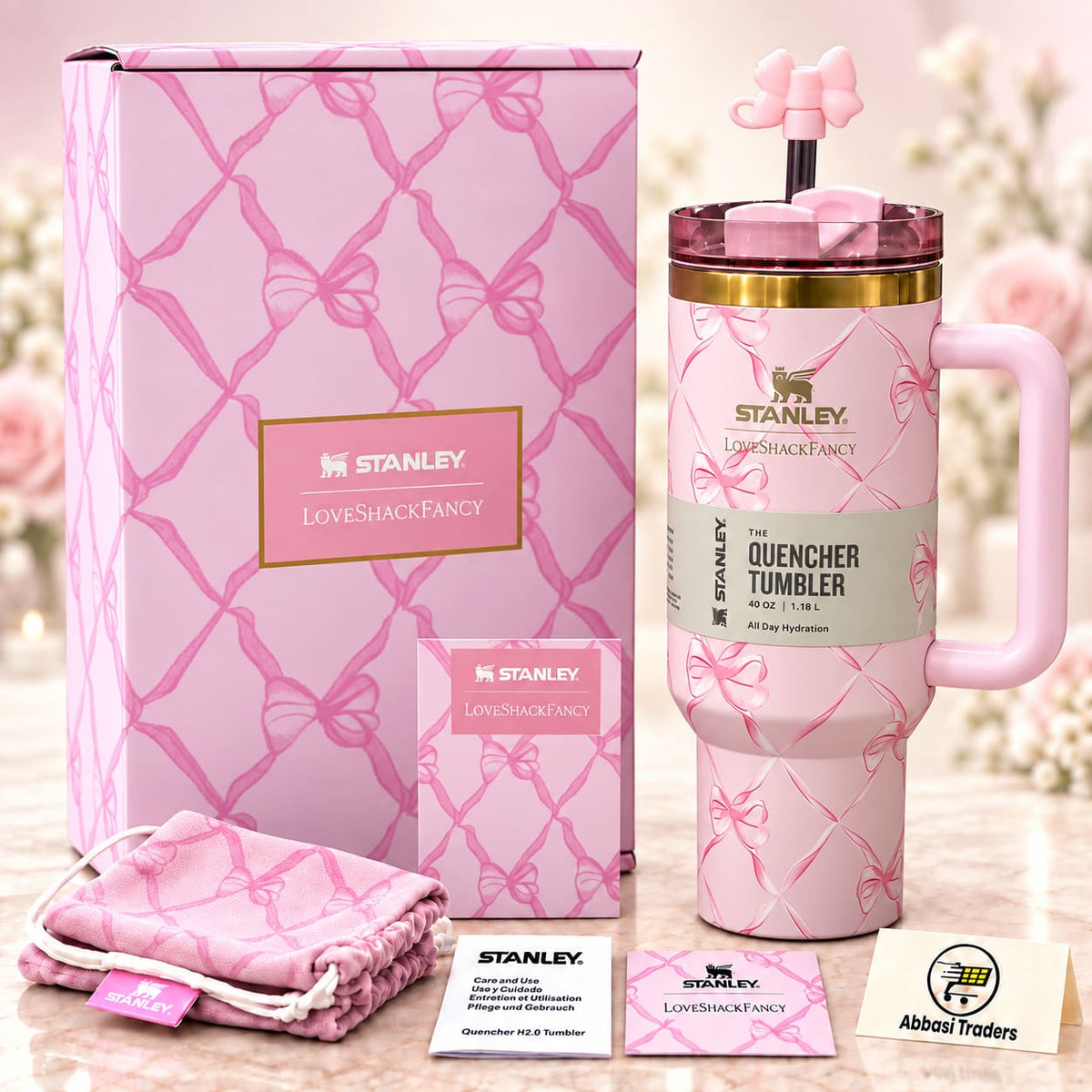 Stanley x LoveShackFancy Quencher H2.0 Tumbler 40oz – Premium Quality