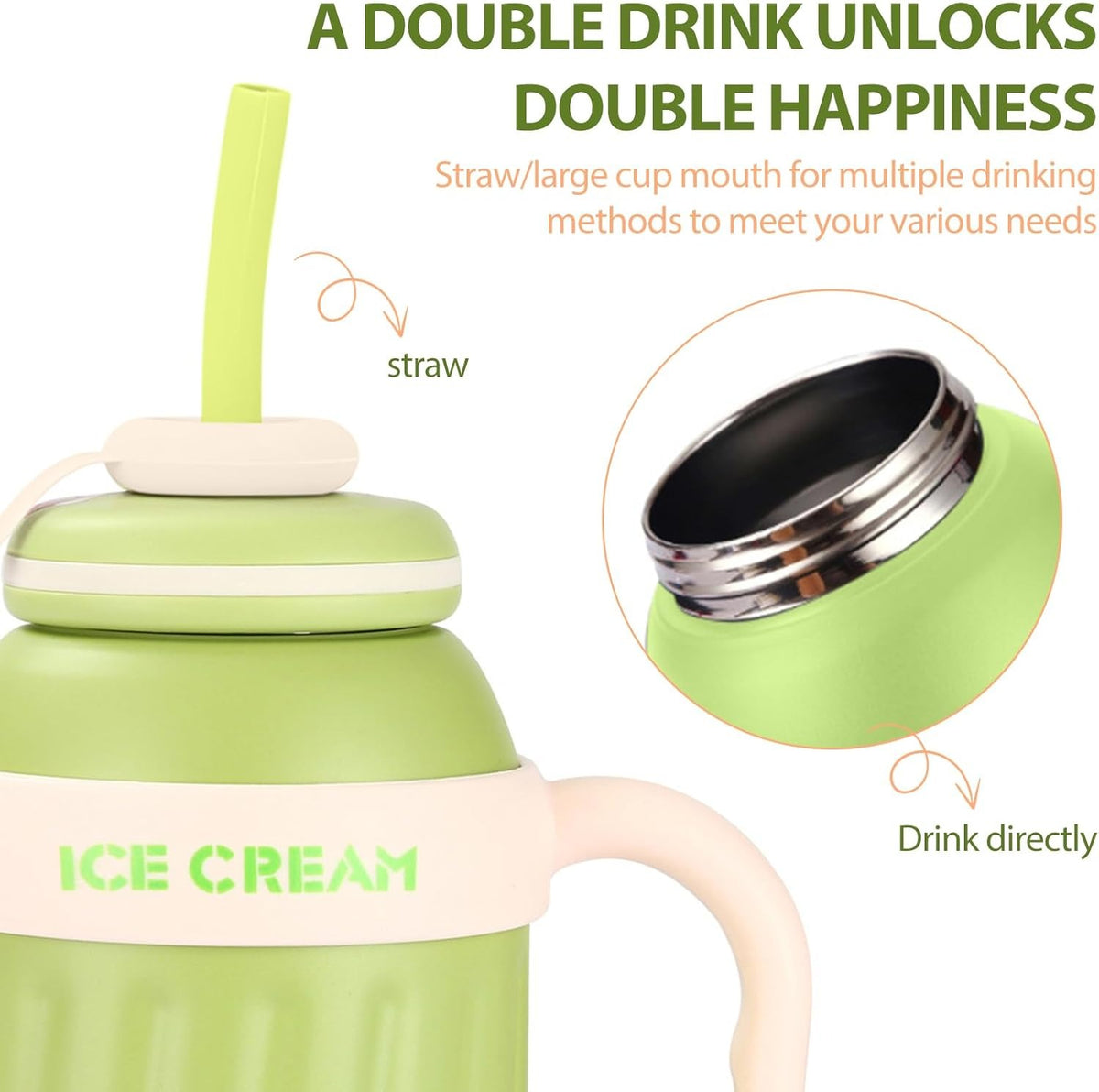 Stainless Steel Insulated Tumbler with Handle & Straw  1000ml