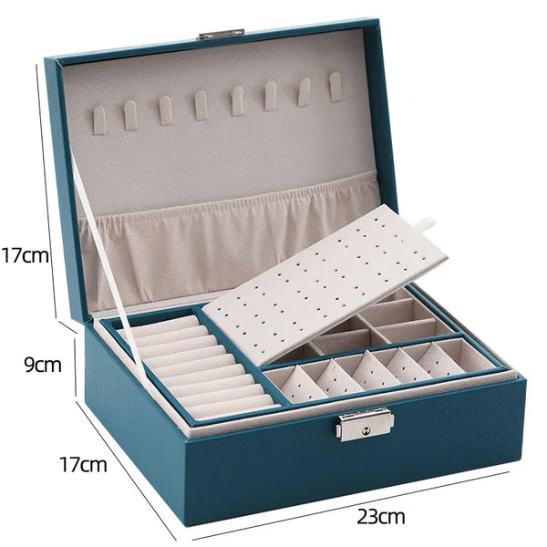 New Double-Layer Faux Leather Jewelry Box Jewelry Storage Box Large Space Jewelry Holder Gift