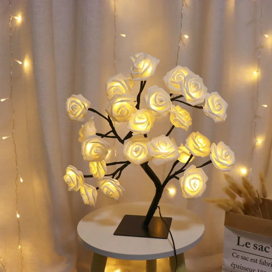 Rose Shimmer Tree LED Light Table Lamp