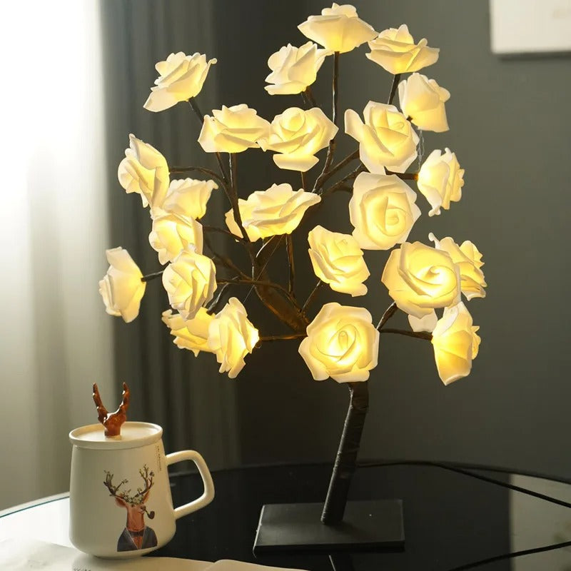Rose Shimmer Tree LED Light Table Lamp